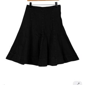 KHAITE Black Ruffle Cotton Skirt XS US 2 Designer Knee Length Retail $680